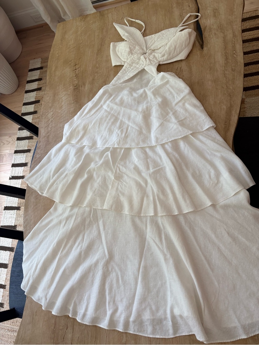 FARM Rio Off-White Flower Cutout Linen Blend Maxi Dress Small - Picture 9 of 13